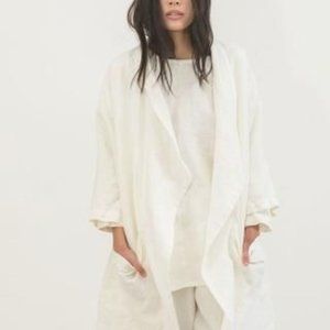 Elizabeth Suzann Harper Jacket in Ivory Midweight Linen (Size OS)